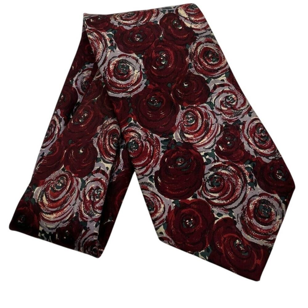Pierre Balmain Vintage 100% Silk Rose Print Neck Tie